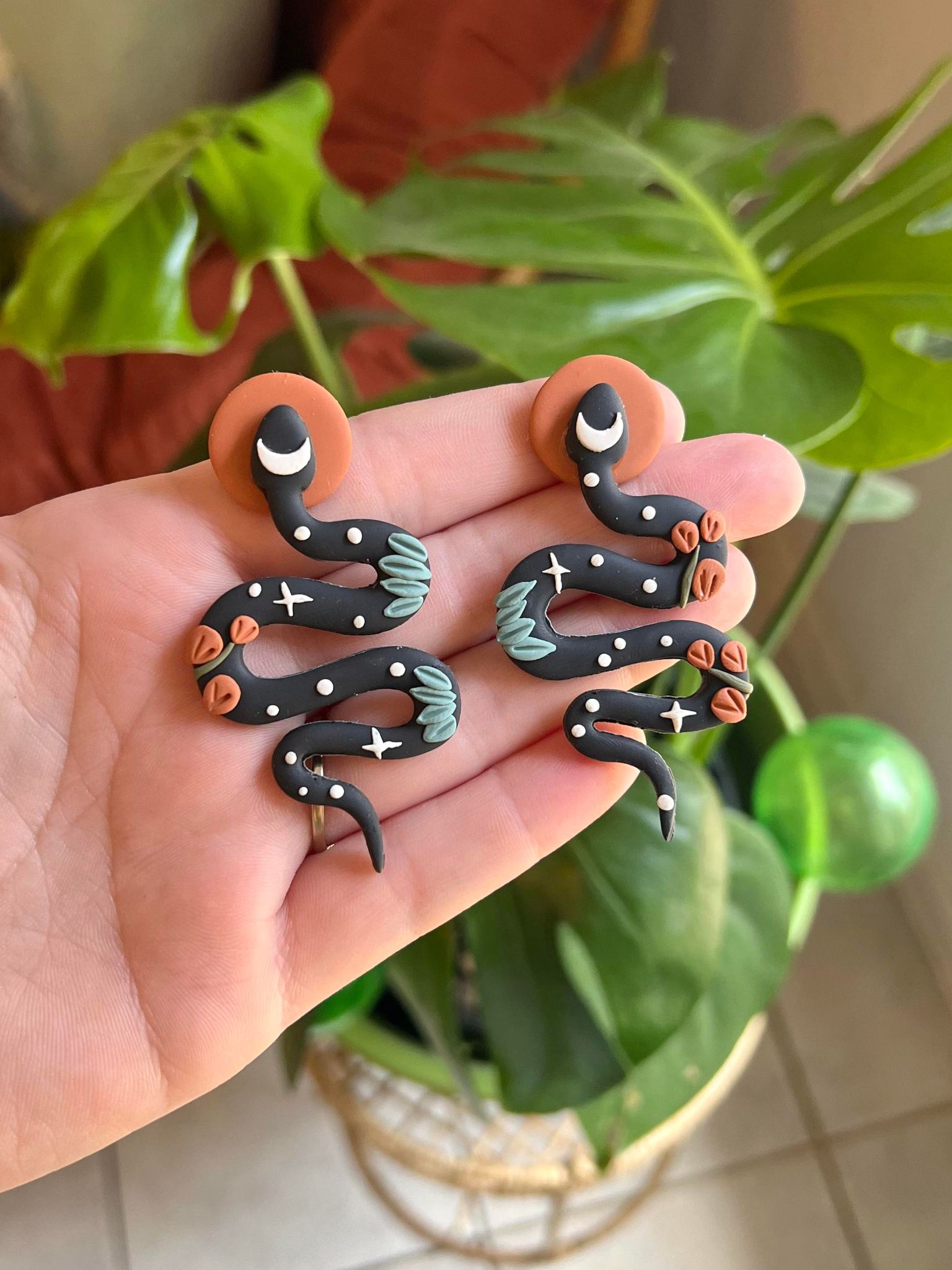 Clay snake earrings deals